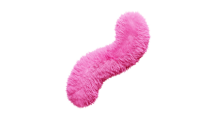 fuzzy pink squiggle with playful curved shape
soft abstract shape in bright pink fur texture
fluffy plush form with whimsical s-like twist