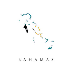 Bahamas Islands Outline and National Flag Colors