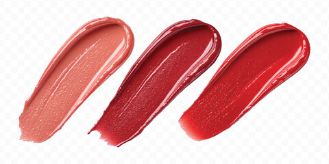 realistic 3d smooth glossy lipstick or paint swatch smear smudge in different color style isolated on white background	