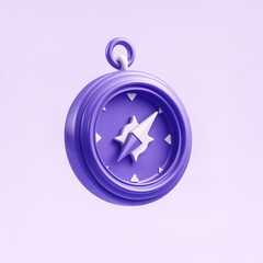 3D Purple Compass Icon – Navigation, Direction, or Travel Guide Symbol in Minimal Isometric Style
