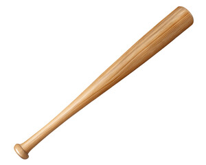 Wooden baseball bat with natural grain isolated on a transparent background texture