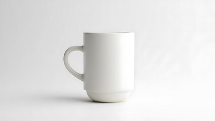 Fototapeta premium Simple white ceramic mug with handle clean