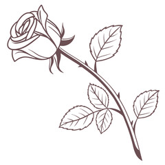  A simple rose icon with a curved stem and two leaves, designed with 
minimalistic details. 