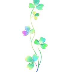 Vertical cluster of colorful clover leaves