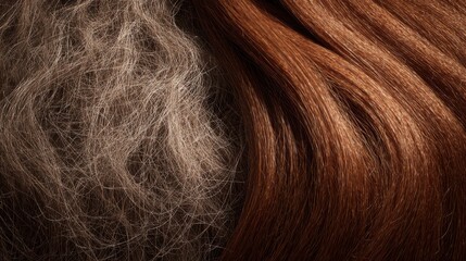 Naklejka premium Different textures of hair displayed in a close-up view emphasizing color and structure variations