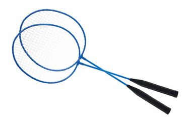 Set badminton racket isolated on white background 