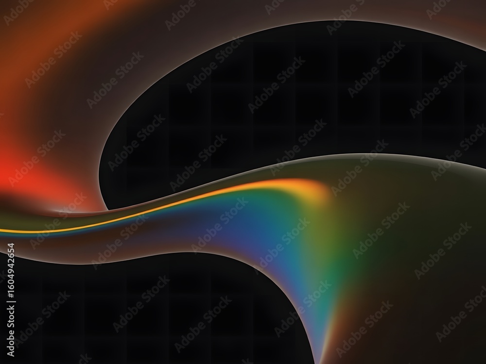 Poster abstract dark background with iridescent wave and gradient colors