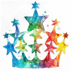 Vibrant rainbow crown with stars