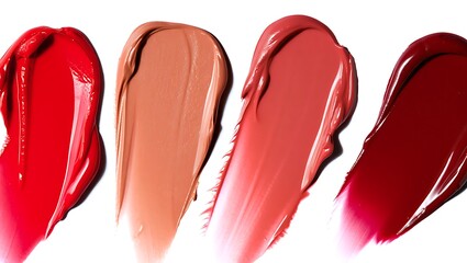 Fototapeta premium Swatches of creamy makeup textures in vibrant shades lipstick