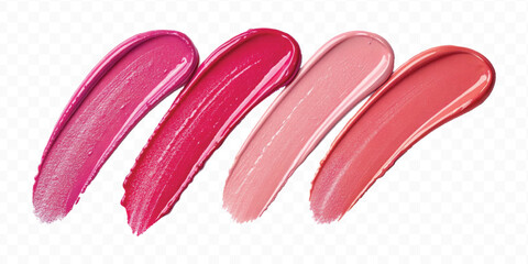 realistic 3d smooth glossy lipstick or paint swatch smear smudge in different color style isolated on white background	