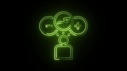 glowing neon positive icon isolated black background hd motion graphic animation - Powered by Adobe