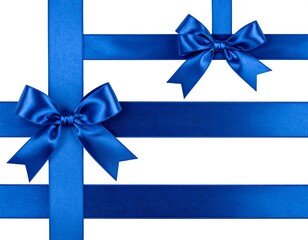 Blue satin ribbons with bows