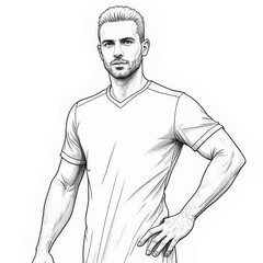 Fototapeta premium Athletic man posing confidently in a soccer jersey with a serious expression 