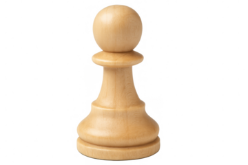 Wooden chess pawn standing against transparent backdrop, representing strategic thinking and competitive intellect