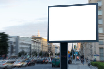Billboard empty in the evening near the highway with a road collapse. Mock-up.
