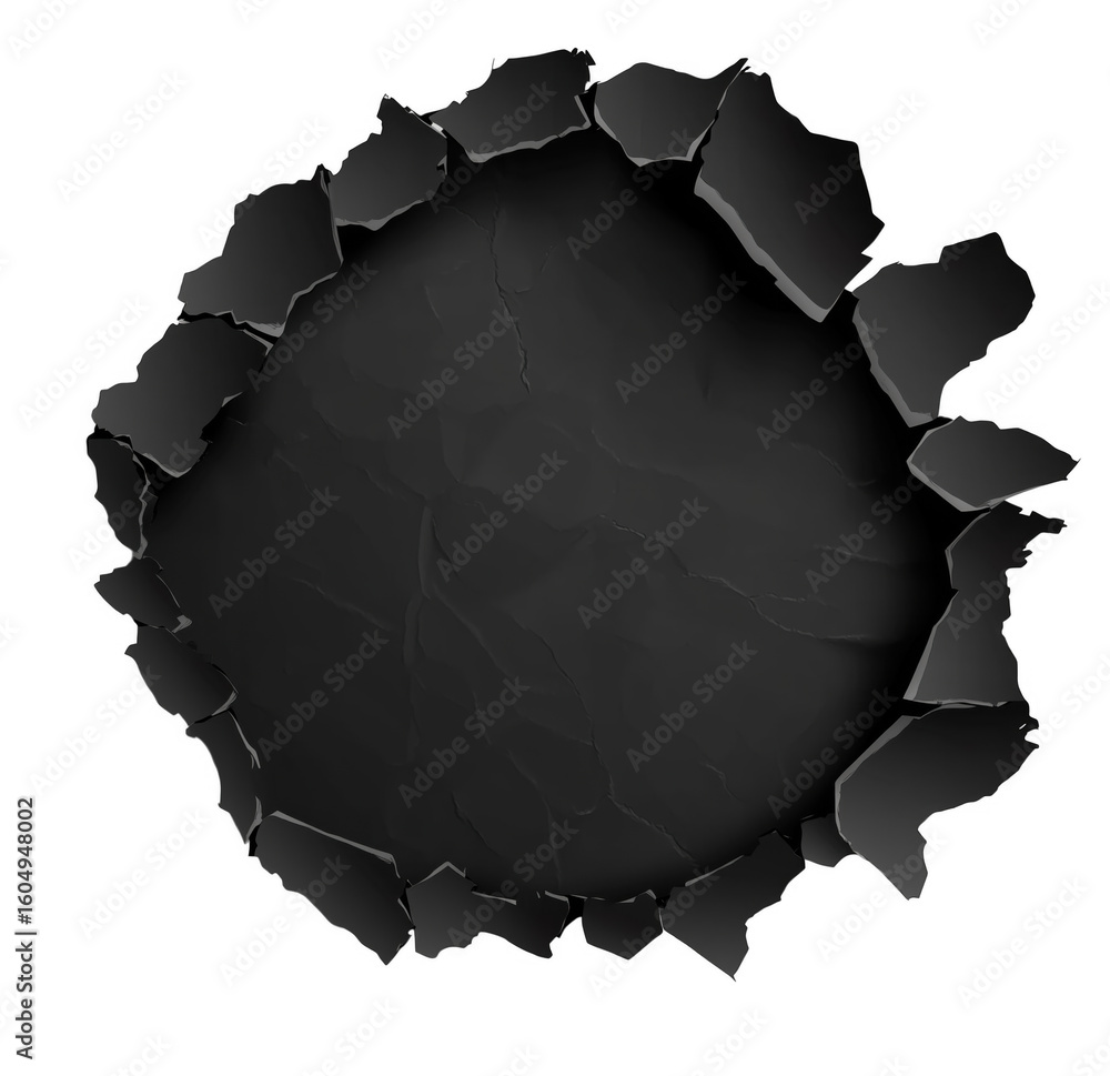 Aufkleber torn paper reveal with dramatic transparent background and crumpled texture for background