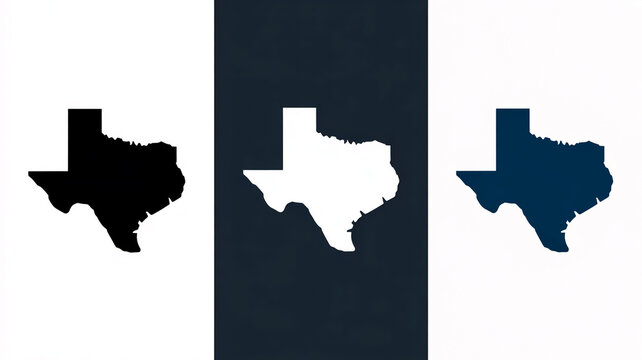 Naklejki Minimalist illustration featuring three Texas state silhouettes, each with unique styles solid, outline, textured