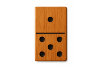 Wooden domino tile displaying numeral one and four, resting on clean transparent backdrop, highlighting traditional game element with crisp graphic quality