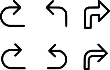 Fototapeta premium Return arrow direction icons collection vector set 