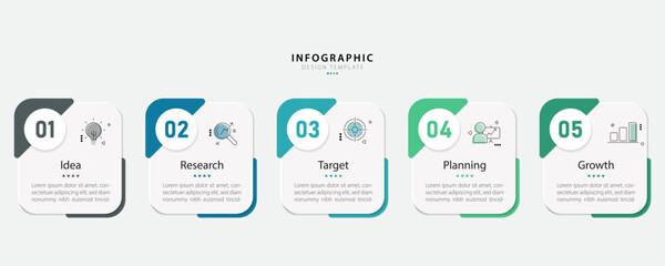 Timeline Creator infographic template. 5 Step timeline journey, calendar Flat simple infographics design template. presentation graph. Business concept with 5 options, gantt vector illustration.