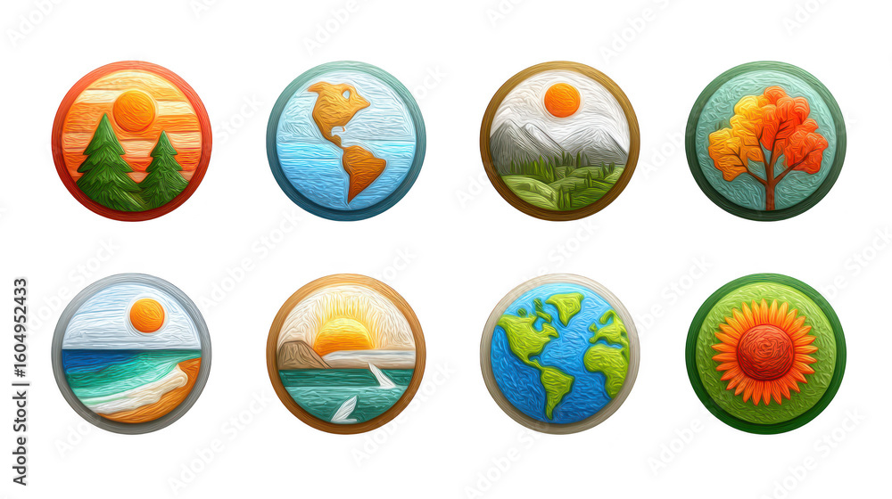 Poster colorful button set, a collection of various designs for web and app interfaces colorful