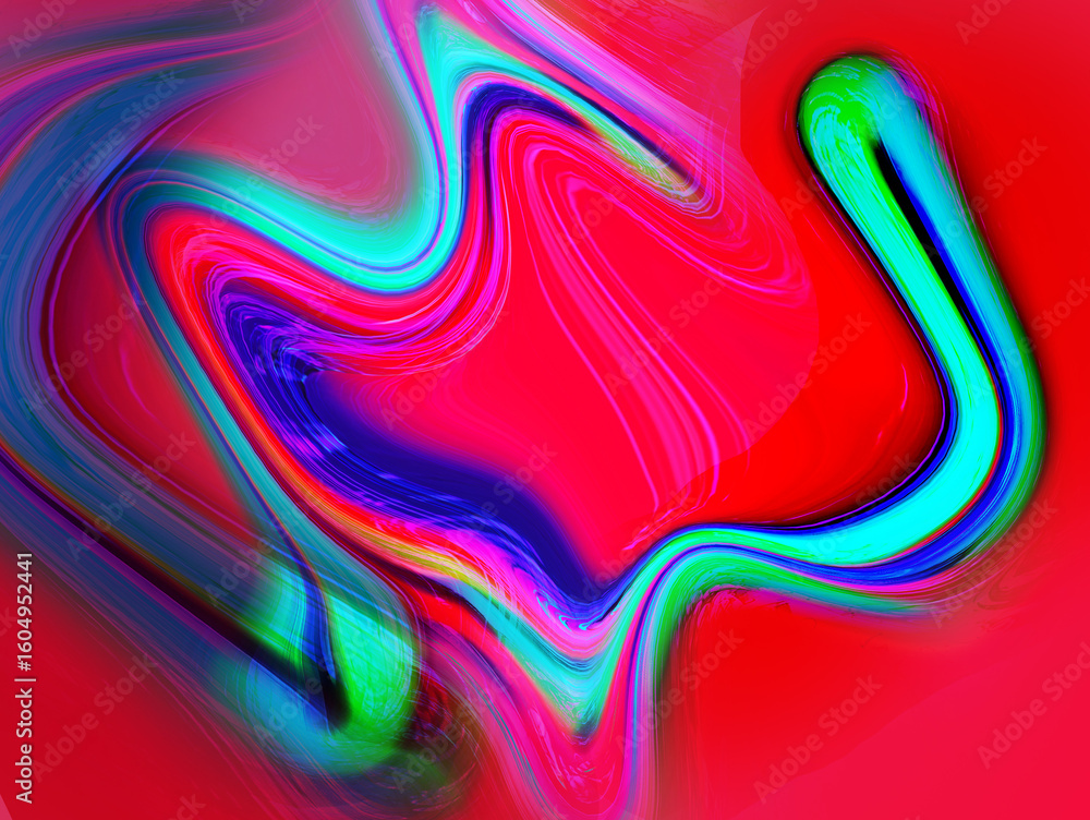 Aufkleber abstract red tones with fluid lines and soft gradients
