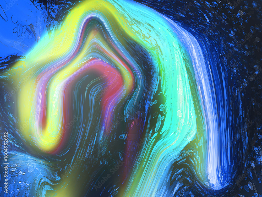 Poster abstract blue tones with fluid lines and soft gradients