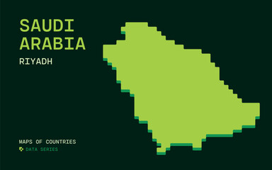Saudi Arabia Map Shown in Pixel Data Pattern. stock illustration