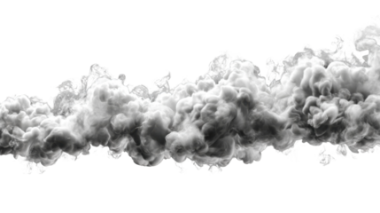 Dramatic smoke flow studio setting digital art abstract close-up. Isolated on transparent background, png.