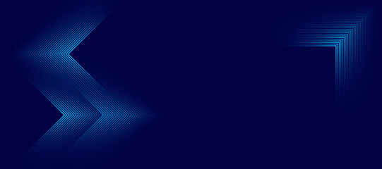 Dark Blue Futuristic Line Pattern Background with Gradient Arrows and Tech Corners