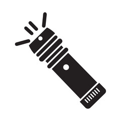 Flashlight Vector Icon – Black Torch Light Silhouette Illustration for Emergency and Outdoor Use