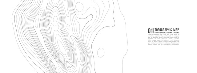 Topographic line map background with contour patterns and abstract vector terrain. Vintage elevation textures for geology research or adventure wallpaper designs.