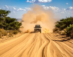 Off-road vehicle navigating a sandy track