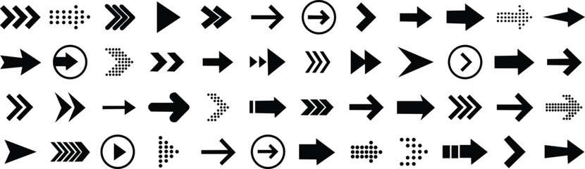 Black arrow vector icon pack.Arrow icons set. Arrow collection.