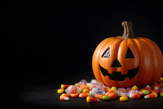 halloween jack o lantern pumpkin and candy