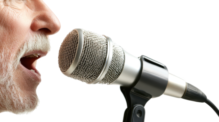 Dynamic performance, a man singing with passion into microphone on stage