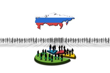 Graphic design about population statistics in the country of Russia.