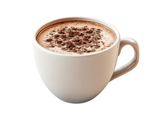 Fototapeta premium White coffee cup filled with frothy hot drink.