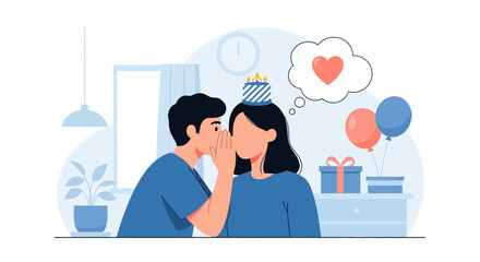 Celebrating Birthday With Confidences And Couple Planning A Surprise Party Together