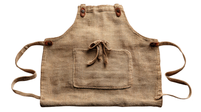 Durable brown apron with utility pocket, ideal for kitchen, workshop, and craft activities