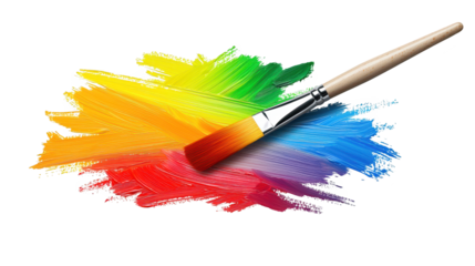 Vibrant rainbow paintbrush strokes, a colorful artistic masterpiece colorful