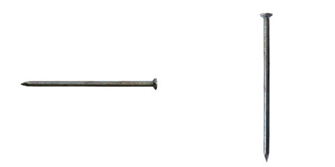 Set of Metal Nails, Isolated on Transparent Background.