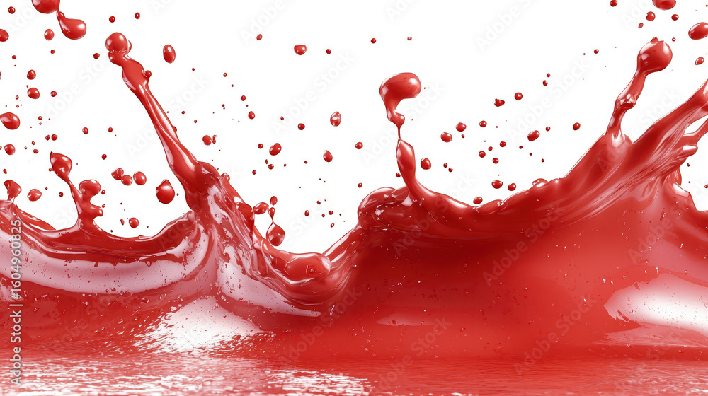 Aufkleber dynamic splash of crimson liquid, a captivating abstract display of fluid motion and vibrant color