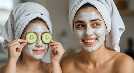 A mother and daughter enjoying a spa day together.