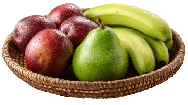 A bountiful basket of fresh fruit, colorful display of nature's goodness fresh