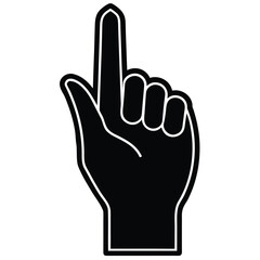 Obraz premium Black silhouette of a hand with index finger pointing straight up signifying number one or importance