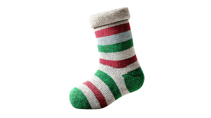 Classic christmas stocking, festive red, green, and white striped sock for holiday cheer