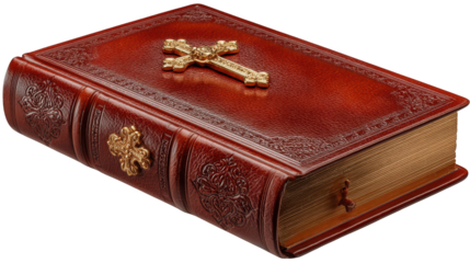 Holy book with wooden cross, a symbol of faith, spirituality, and religious devotion