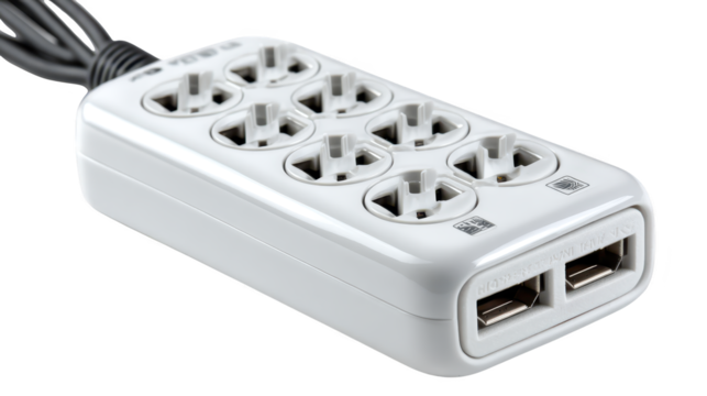 White power strip with multiple outlets for home and office electrical needs white