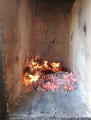 fire in a fireplace